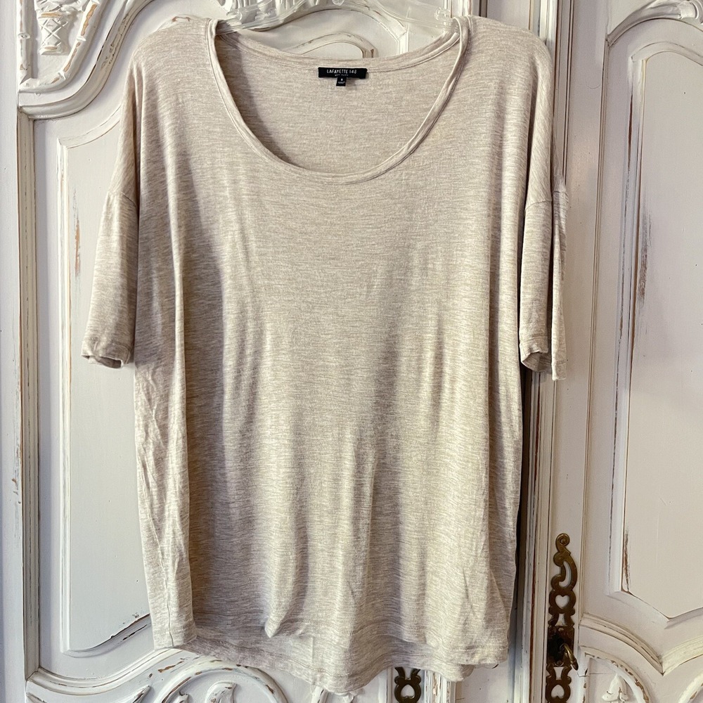 Lafayette 148 New York Size S Cotton Blend Short Sleeve Pullover Womens T-Shirt